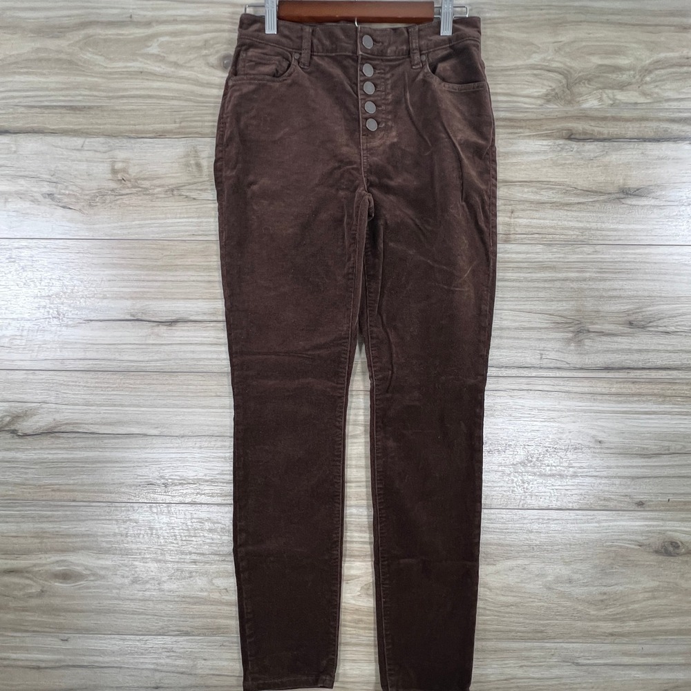 Cabi Womens Brown Corduroy High Rise Button Fly Skinny Pants Size 4